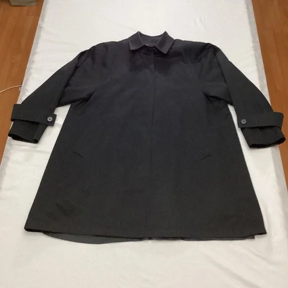 London Fog Women's Black Double Breasted Trench Coat Size 12 Reg - Picture 11 of 11